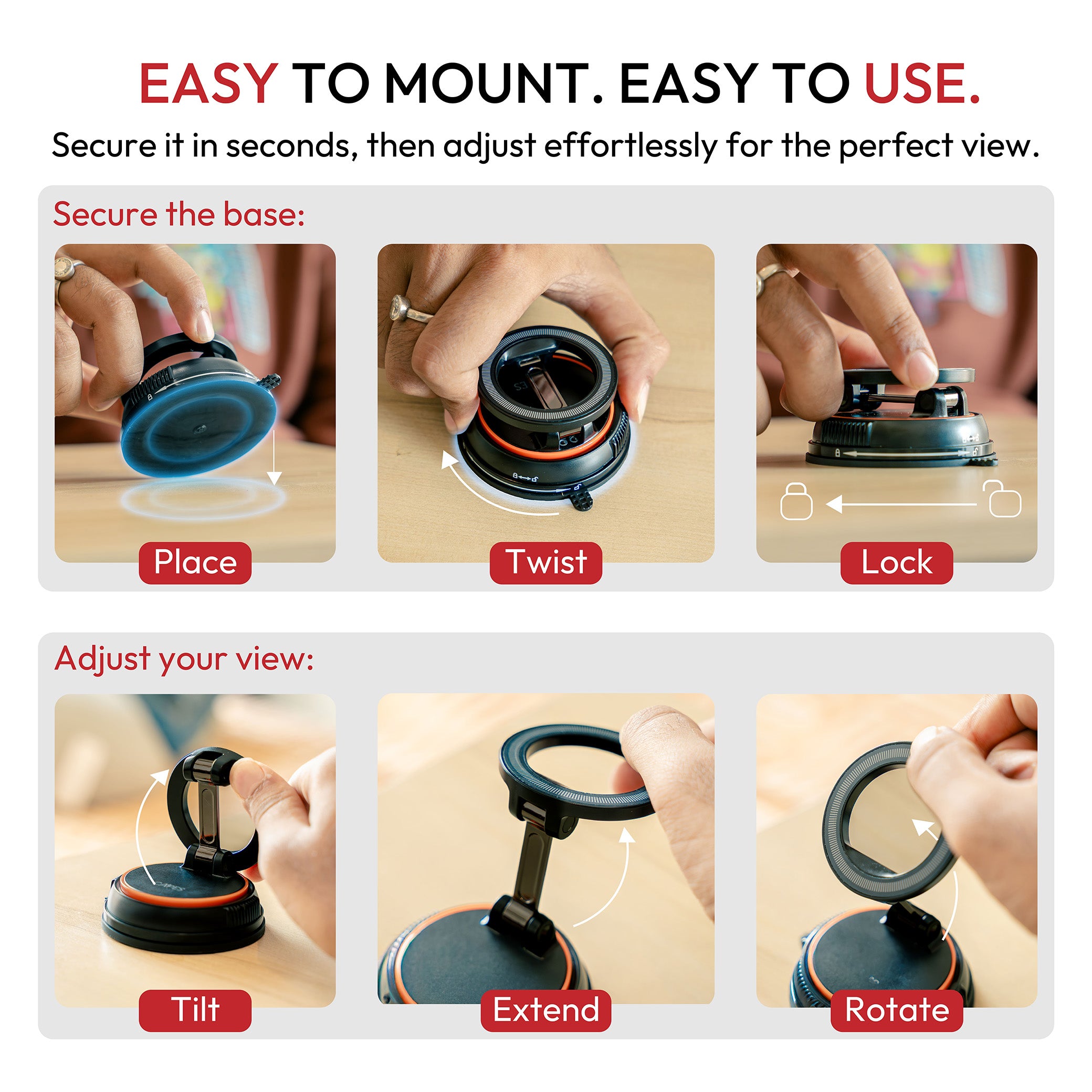 MagLock Anywhere Mount - 360° Magnetic Surface Mount