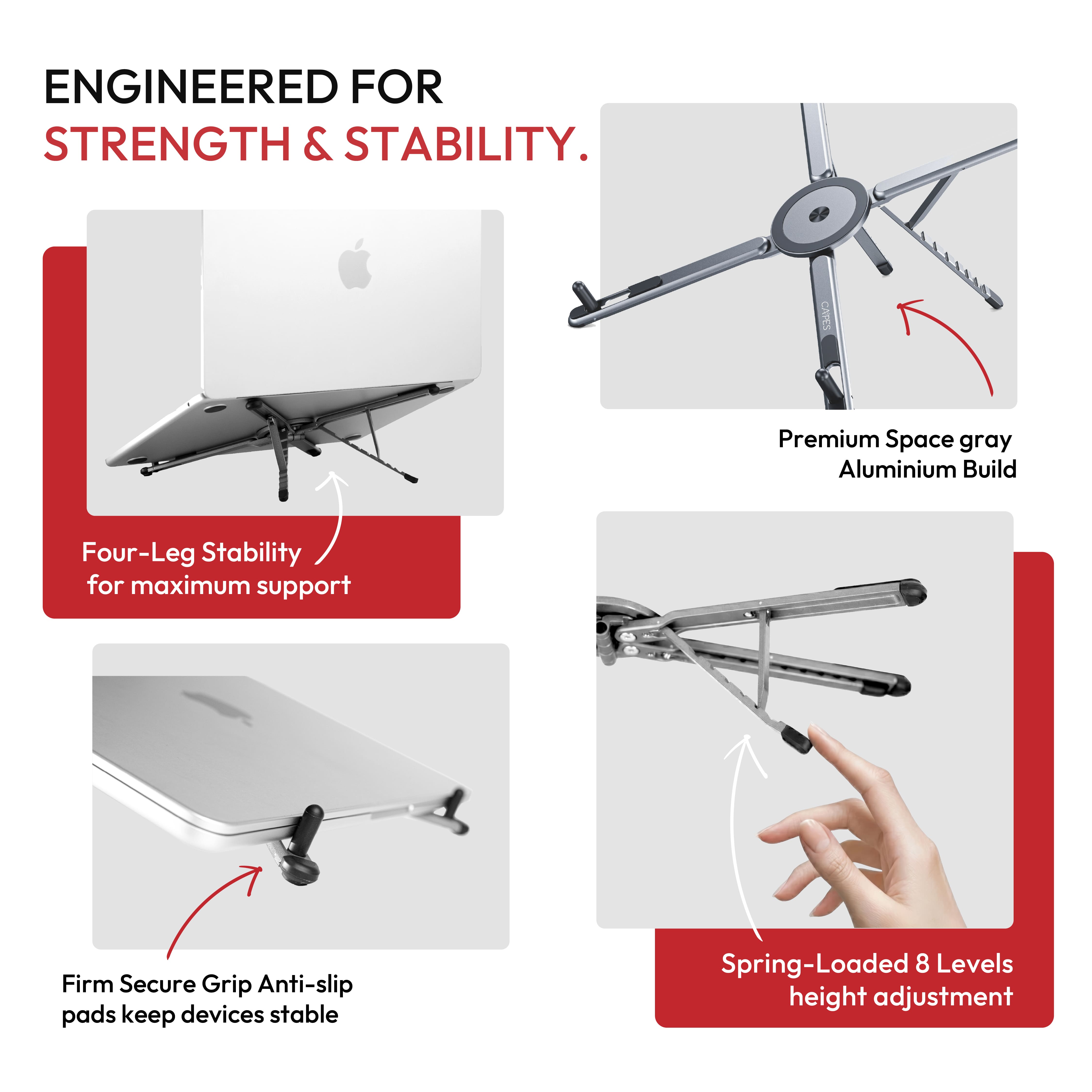 3-in-1 MagLock Stand - Laptop Riser, Phone & Tablet Stand