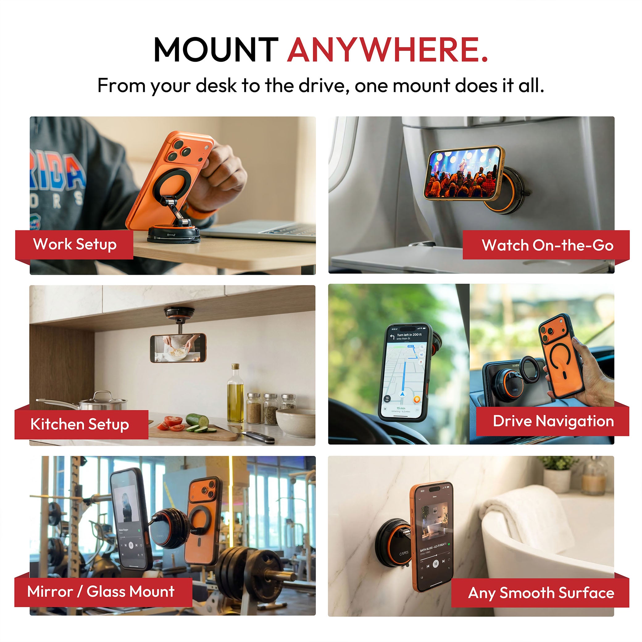 MagLock Anywhere Mount - 360° Magnetic Surface Mount