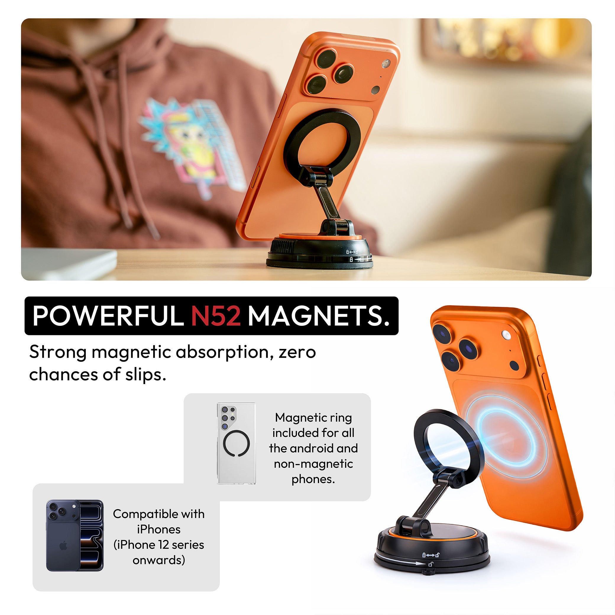 MagLock Anywhere Mount - 360° Magnetic Surface Mount