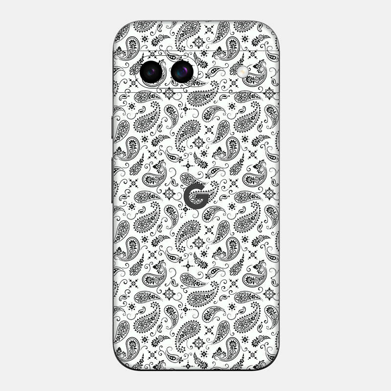 White Paisley Glass Back