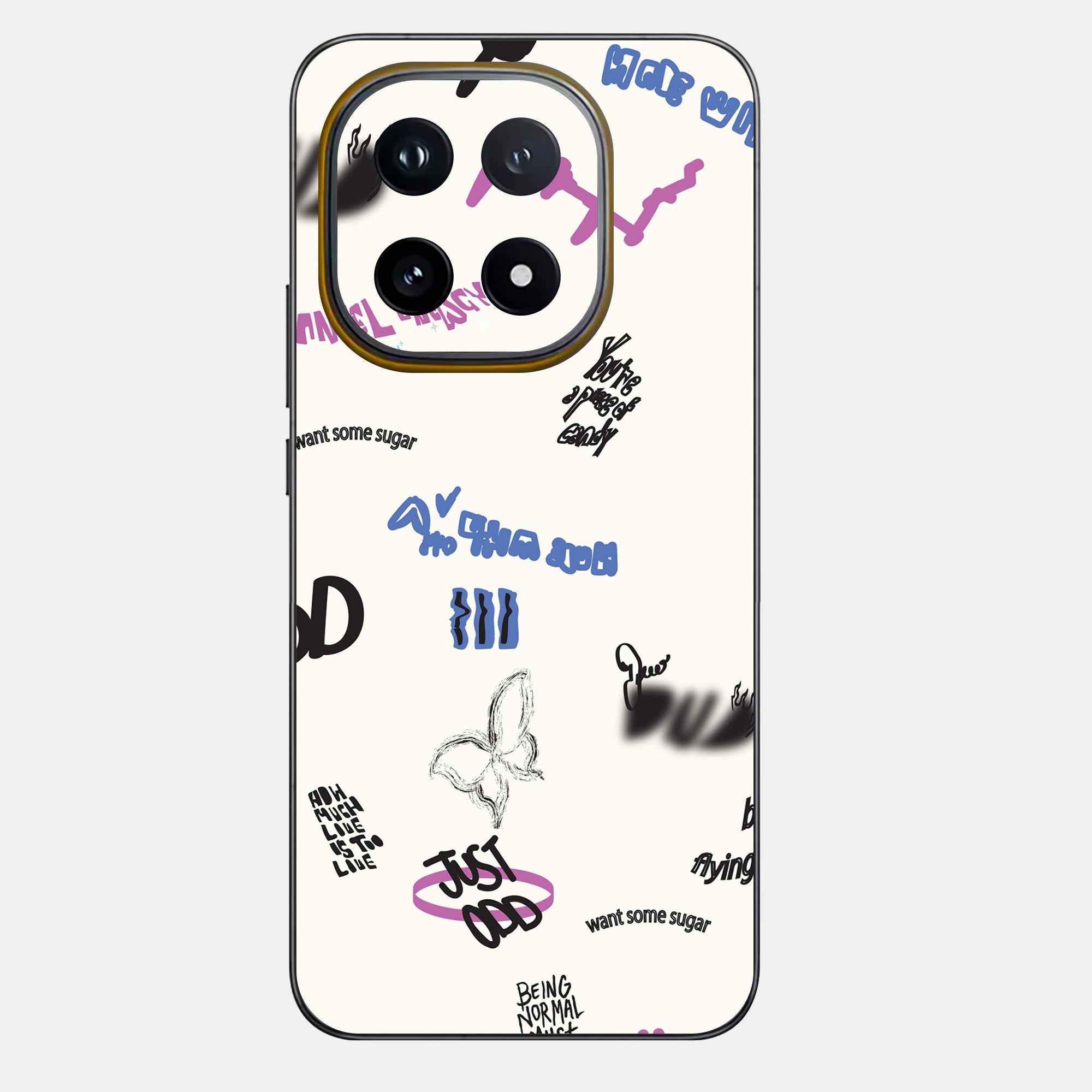 Beige Scribble Glass Back