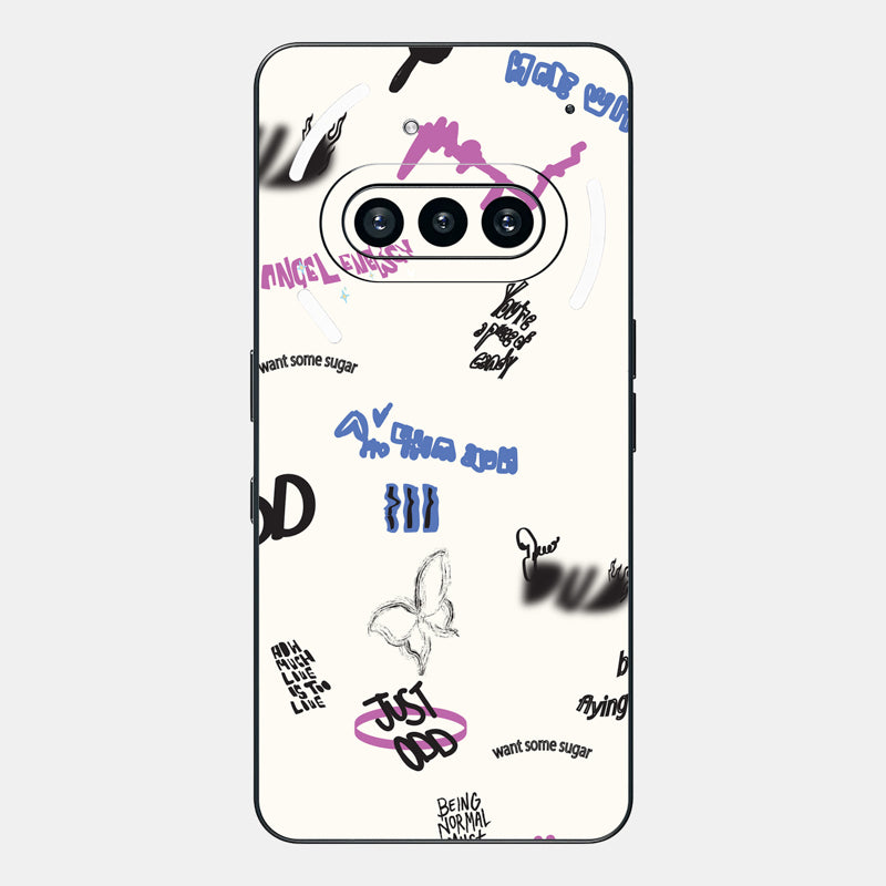 Beige Scribble Glass Back