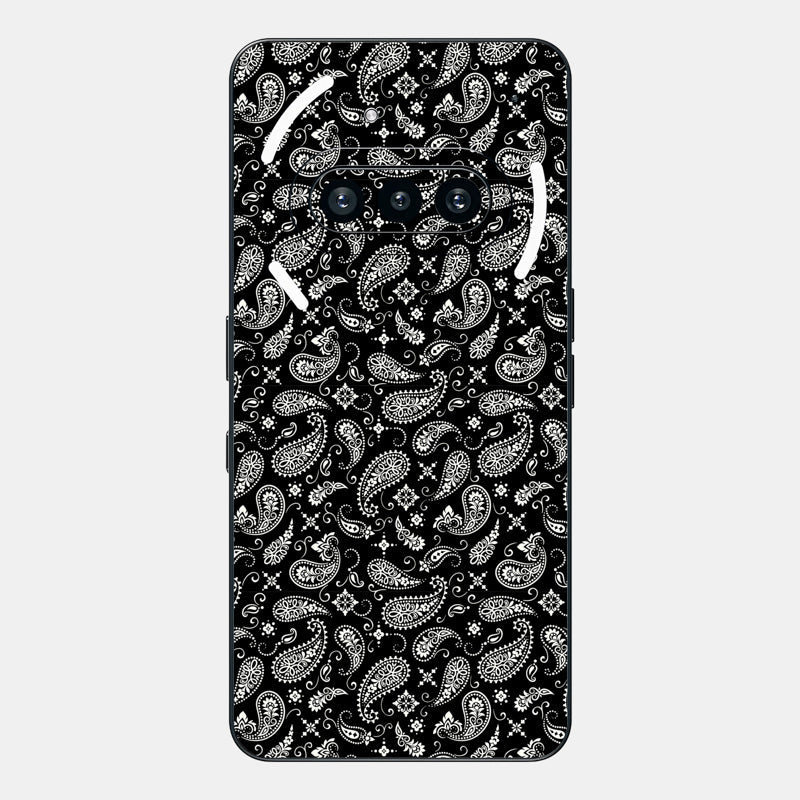 Black Paisley Glass Back