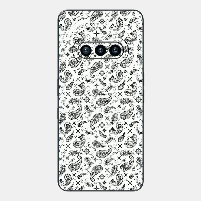 White Paisley Glass Back