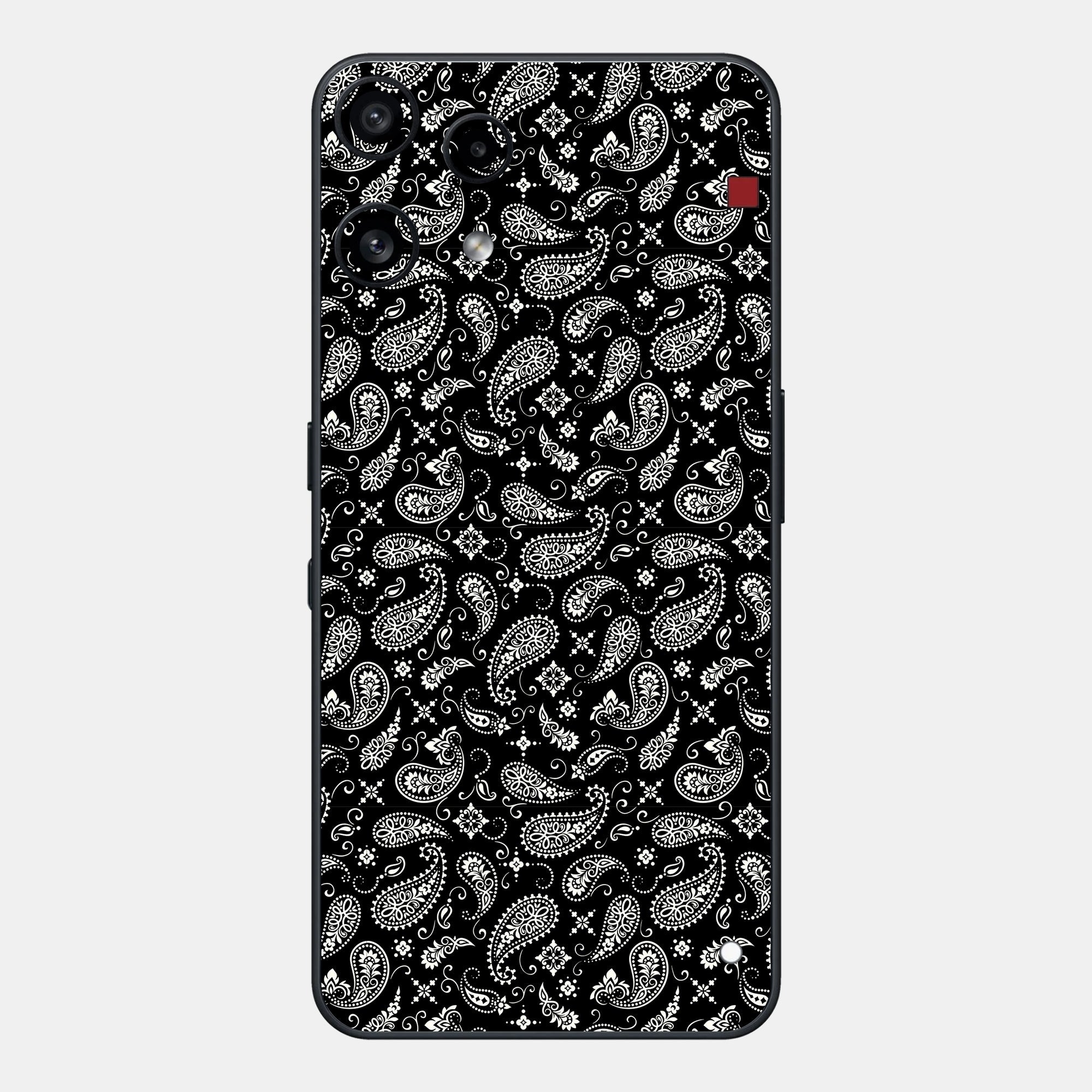 Black Paisley Glass Back