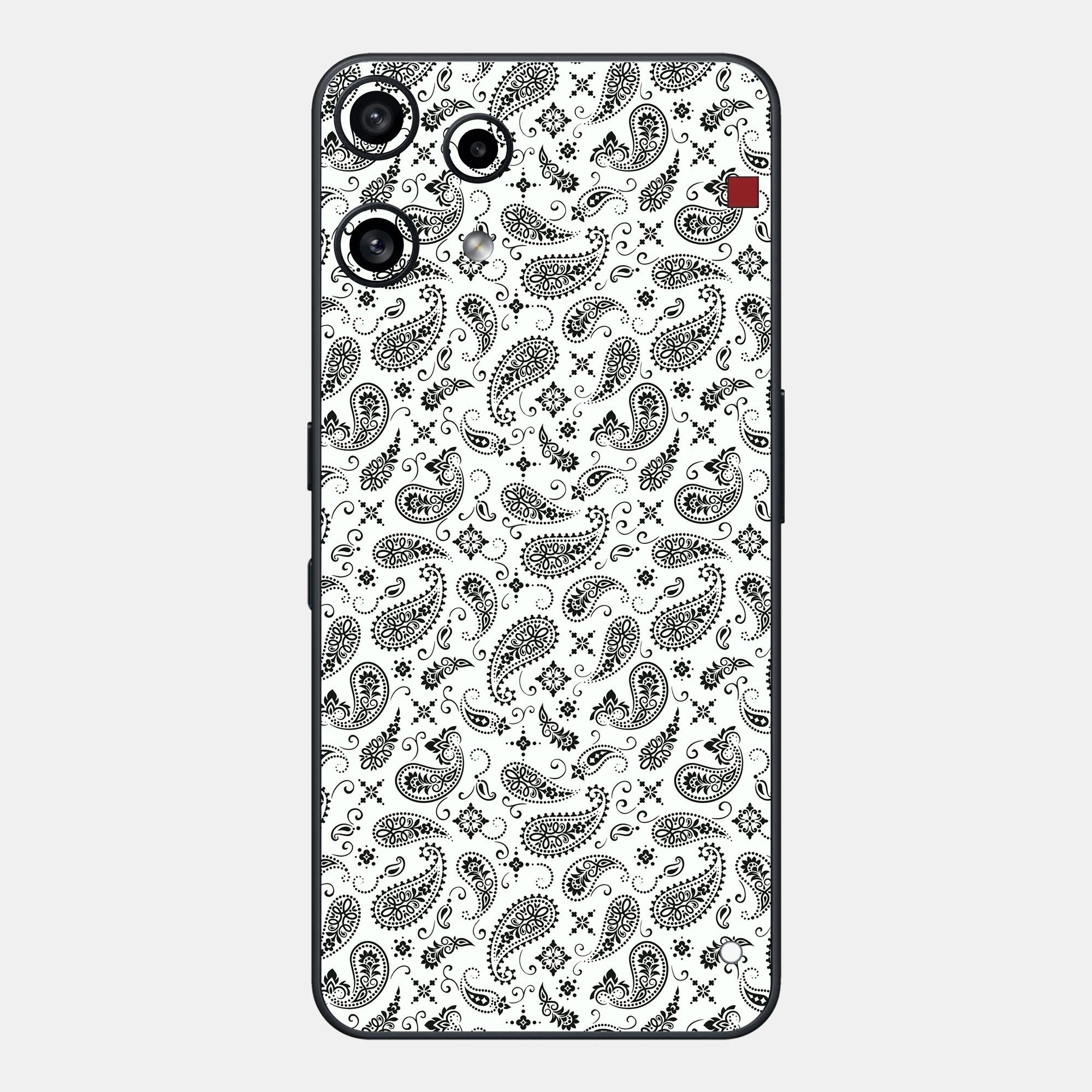 White Paisley Glass Back