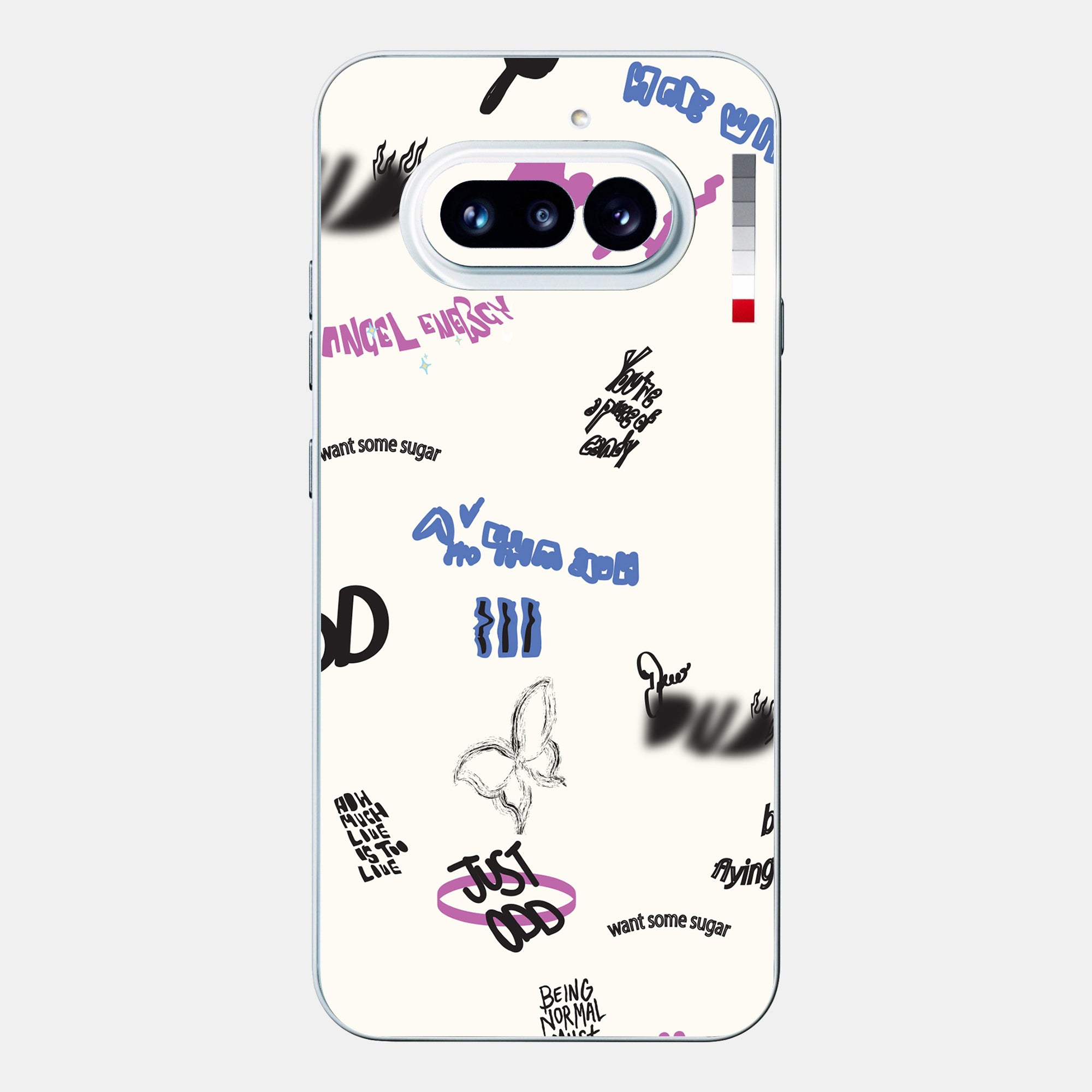 Beige Scribble Glass Back