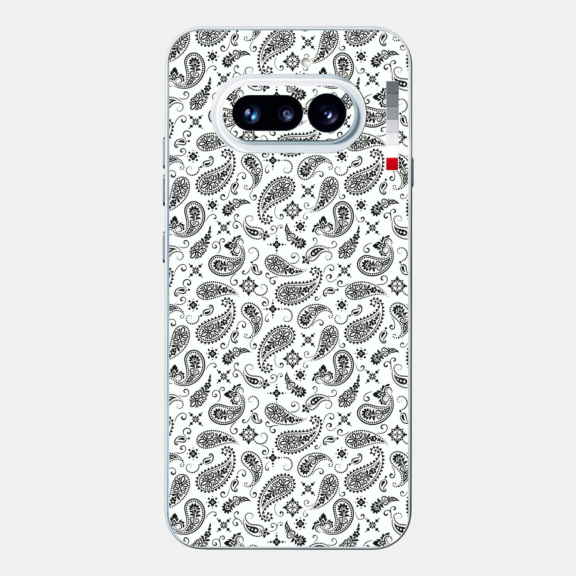 White Paisley Glass Back