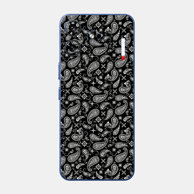 Black Paisley Glass Back