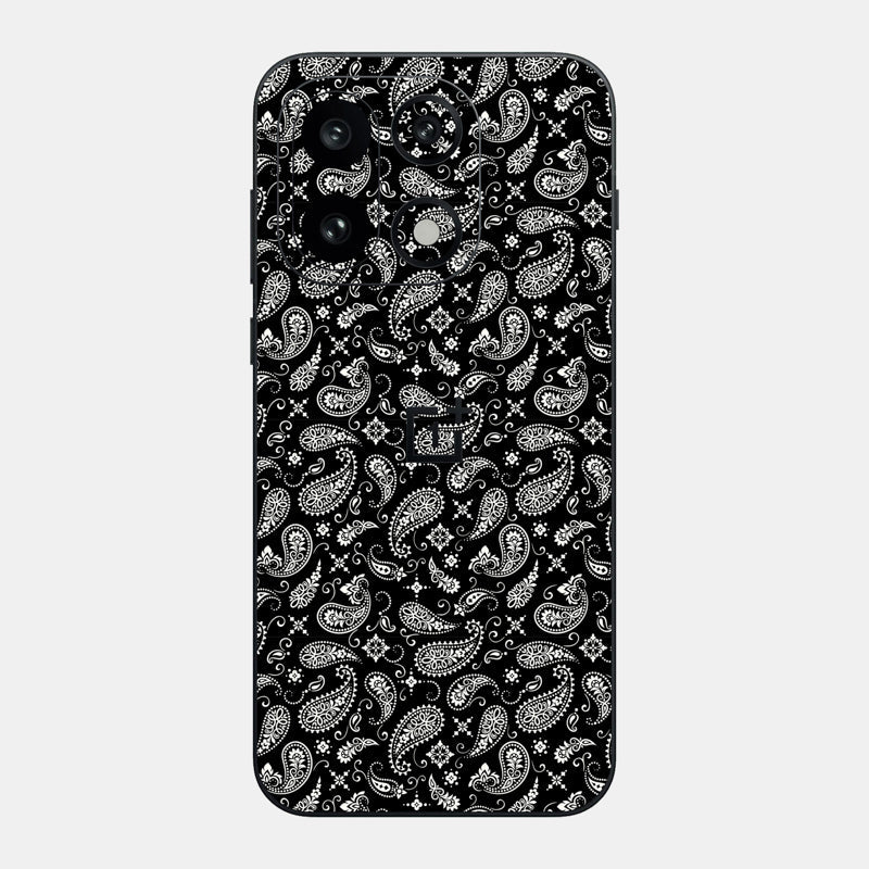 Glass Back Black Paisley