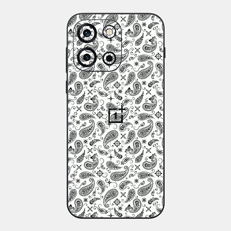 White Paisley Glass Back
