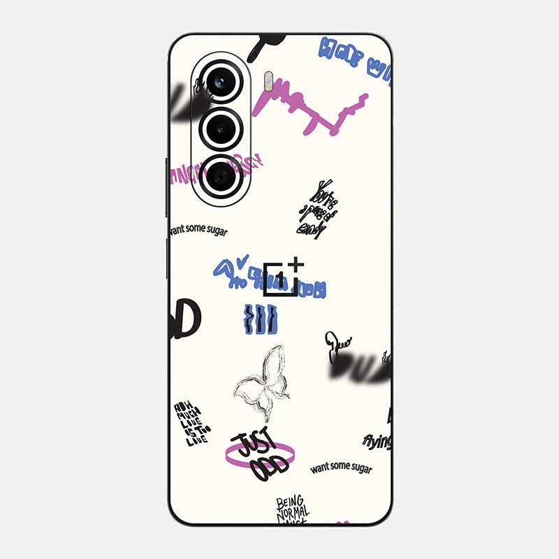 Beige Scribble Glass Back