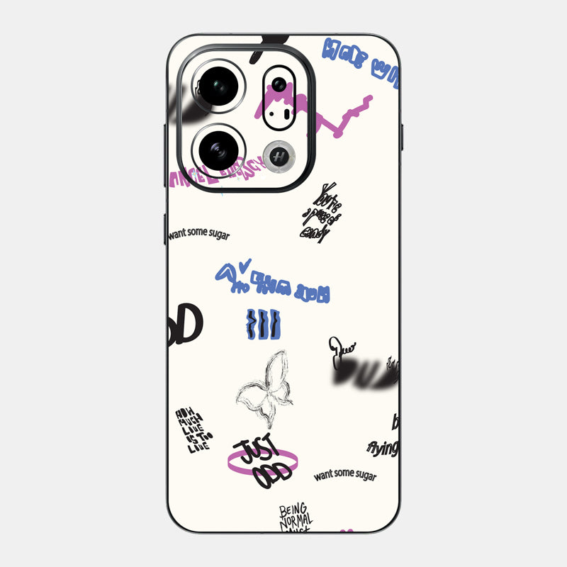 Beige Scribble Glass Back