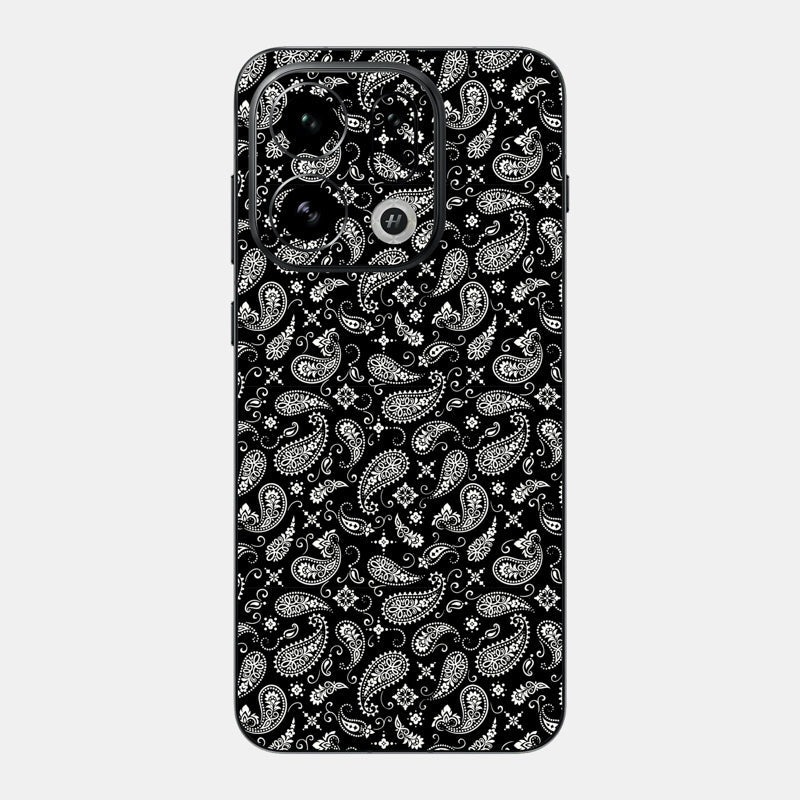 Black Paisley Glass Back