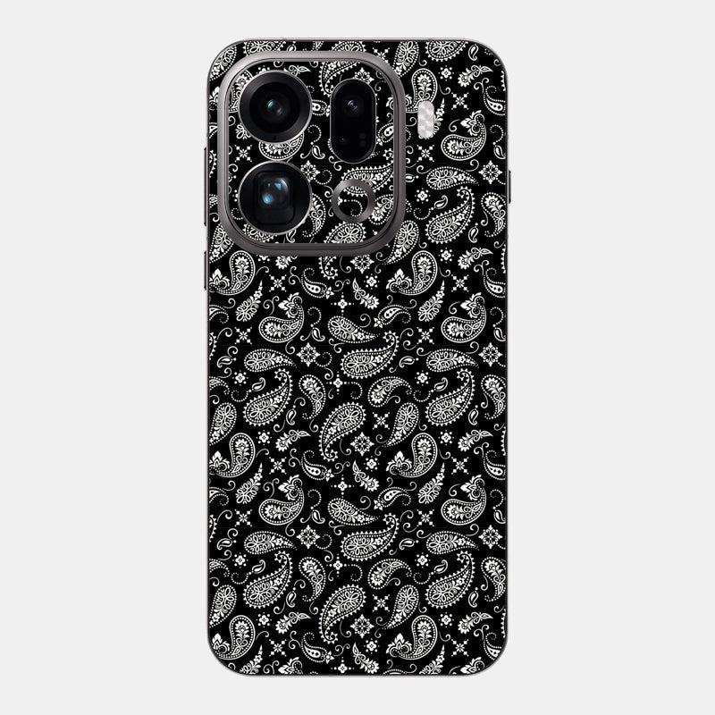 Black Paisley Glass Back