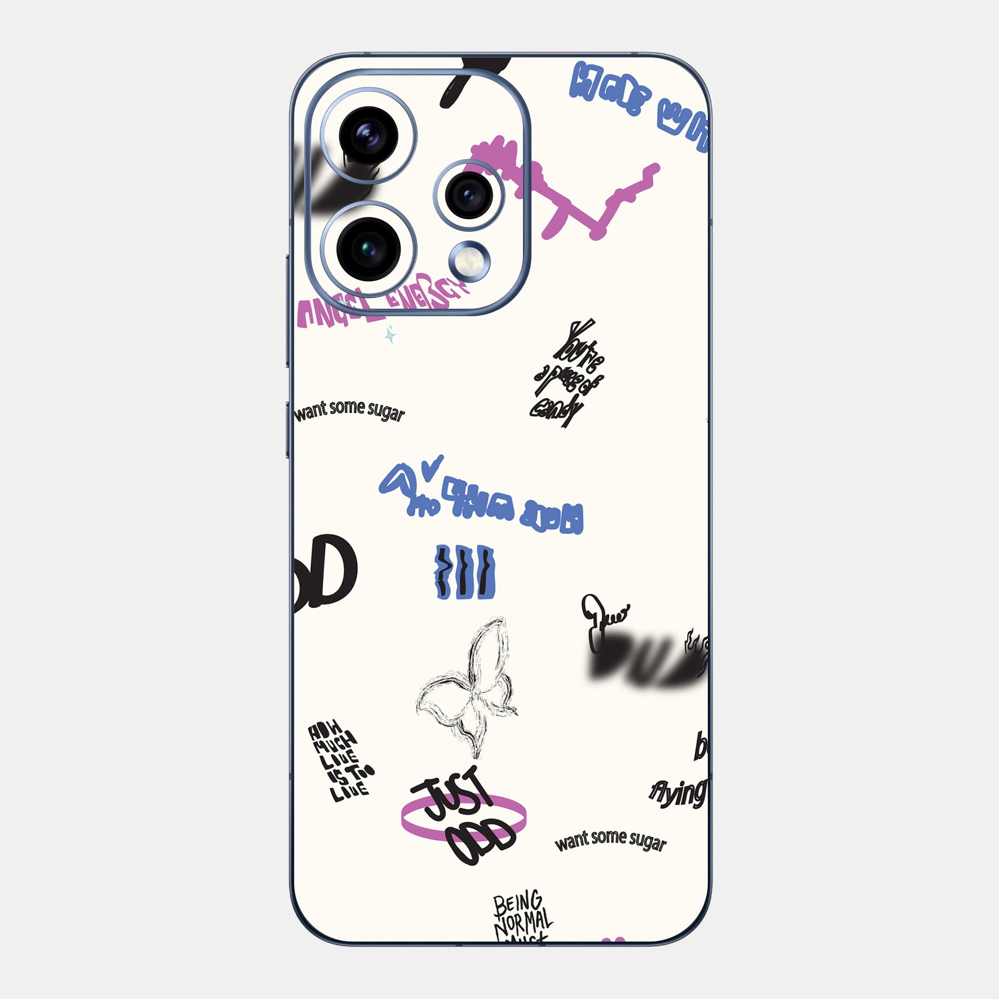 Beige Scribble Glass Back