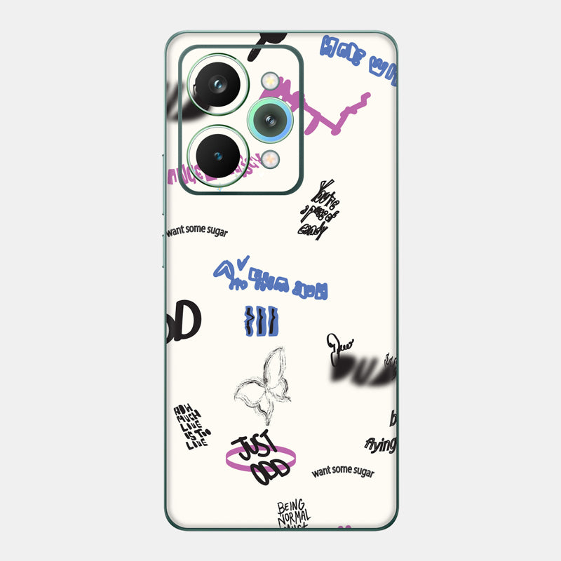 Beige Scribble Glass Back