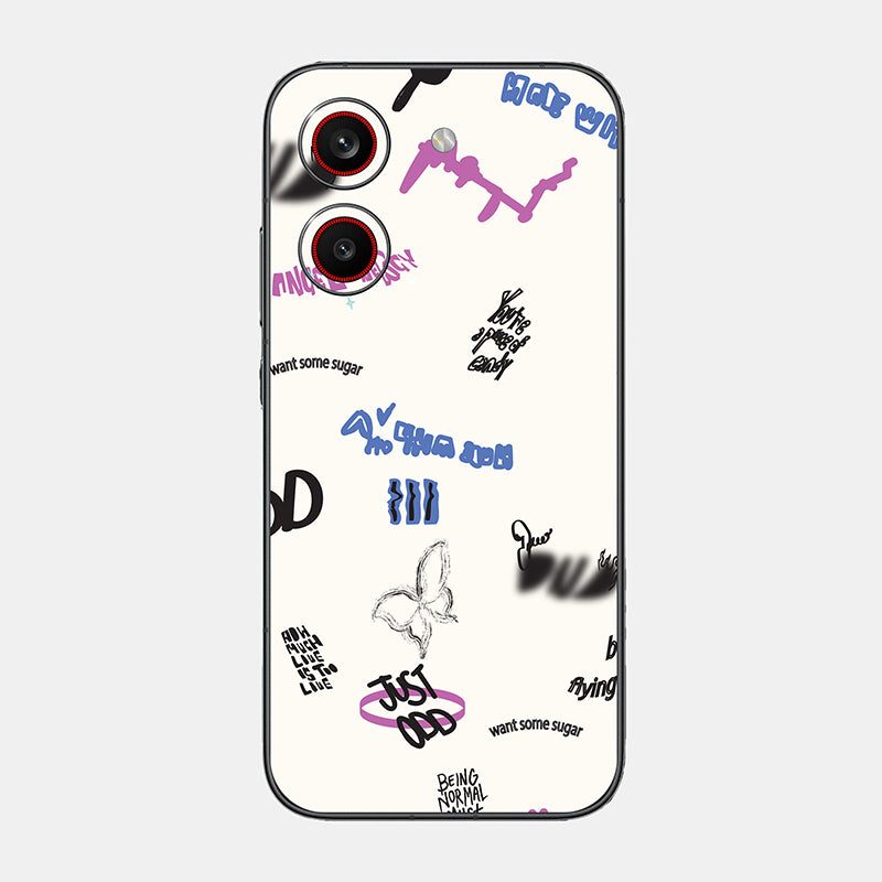 Beige Scribble Glass Back