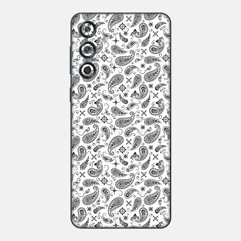 White Paisley Glass Back