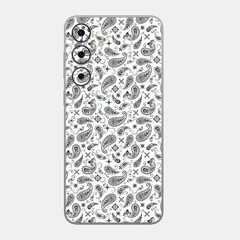 White Paisley Glass Back
