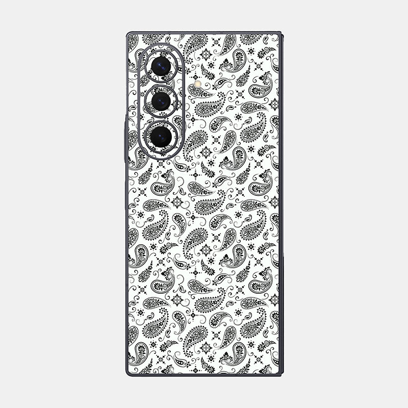 White Paisley Glass Back