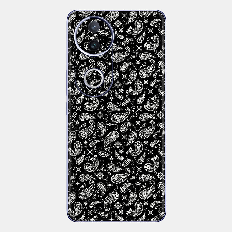 Black Paisley Glass Back