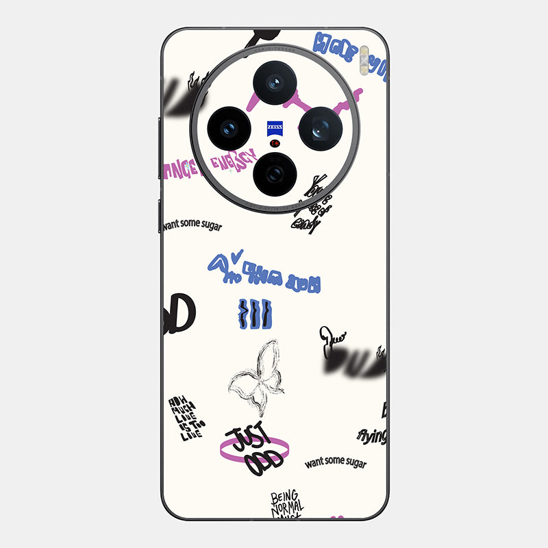 Beige Scribble Glass Back
