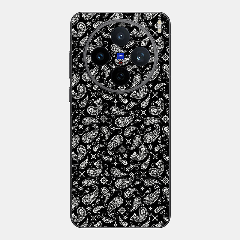 Black Paisley Glass Back