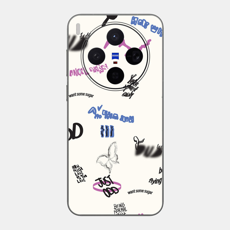 Beige Scribble Glass Back