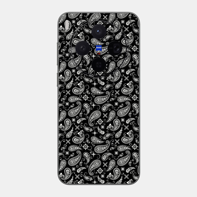 Black Paisley Glass Back