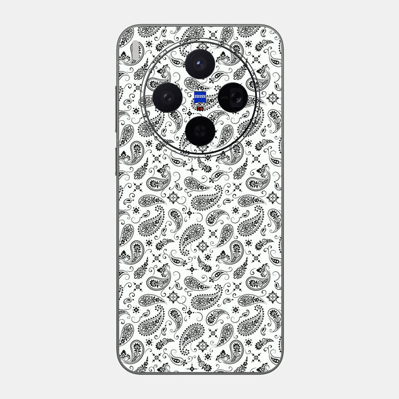 White Paisley Glass Back