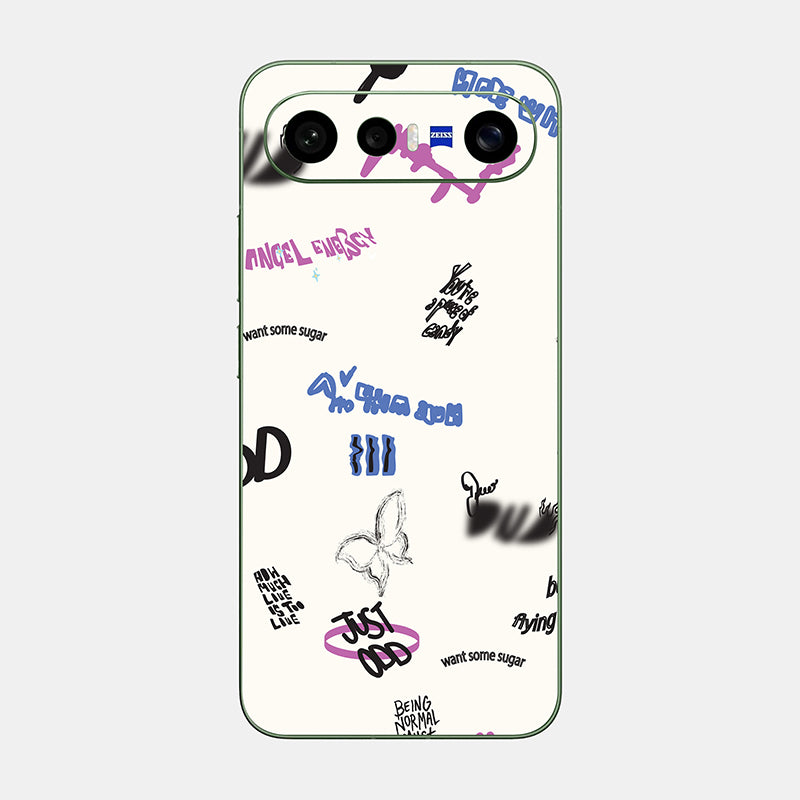 Beige Scribble Glass Back