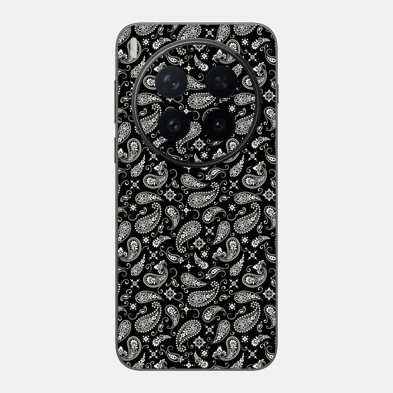 Black Paisley Glass Back