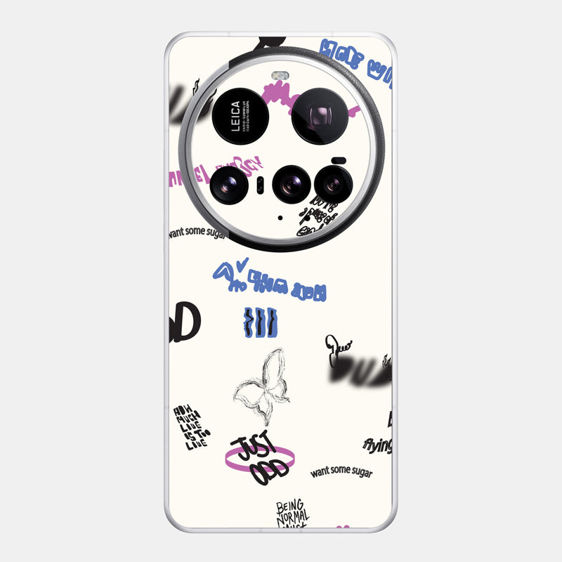 Beige Scribble Glass Back