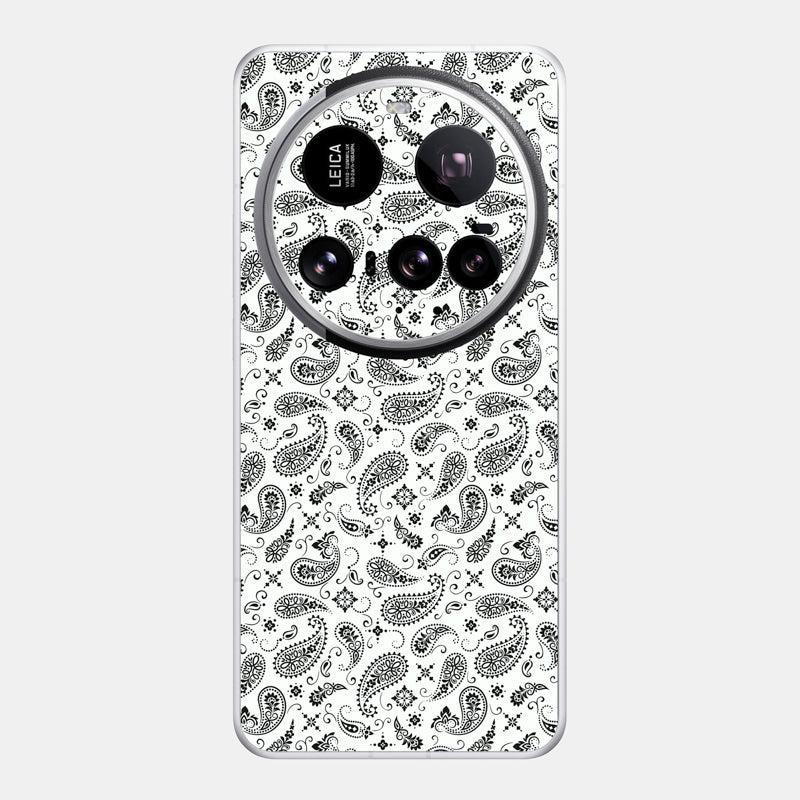 White Paisley Glass Back