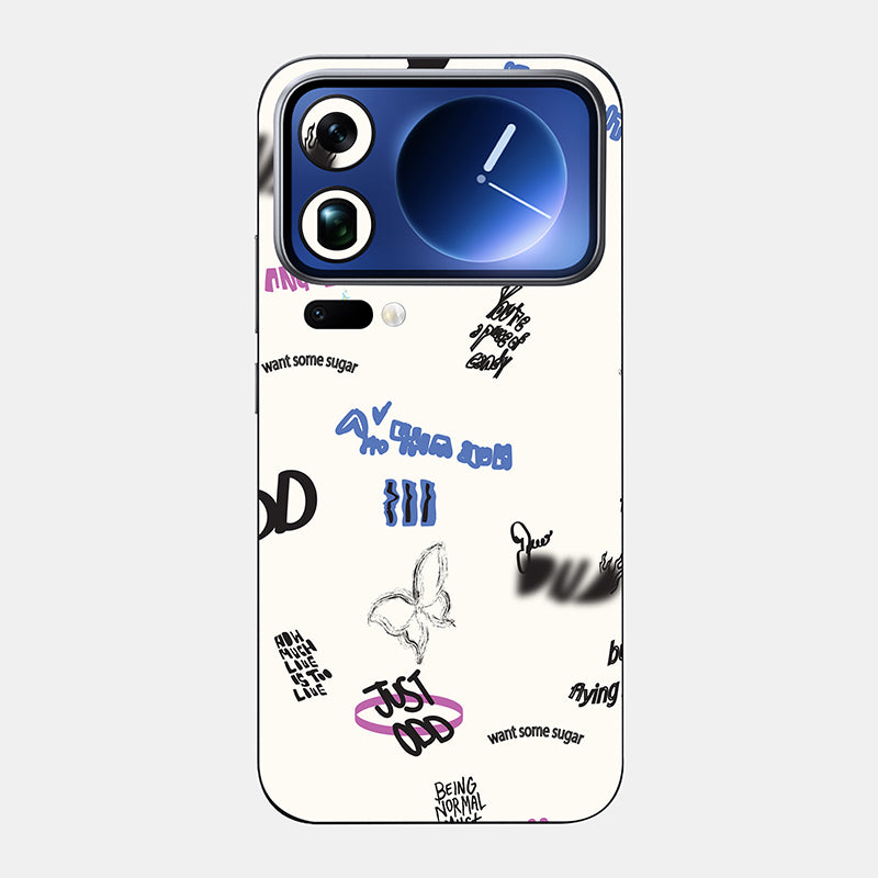 Beige Scribble Glass Back