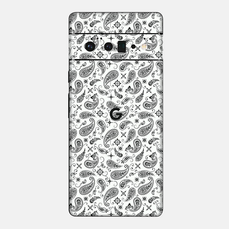 White Paisley Glass Back