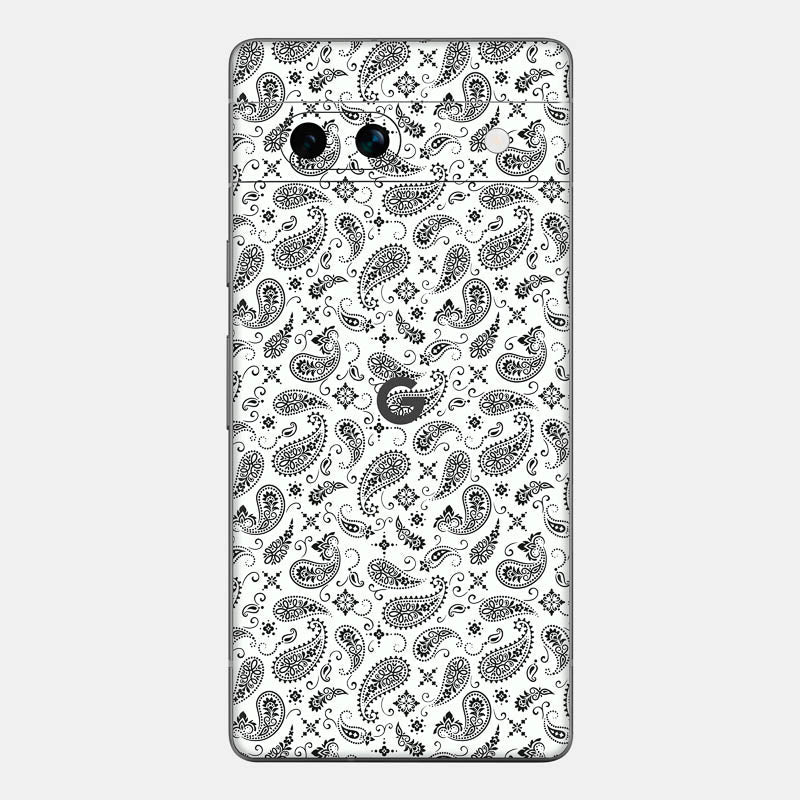 White Paisley Glass Back