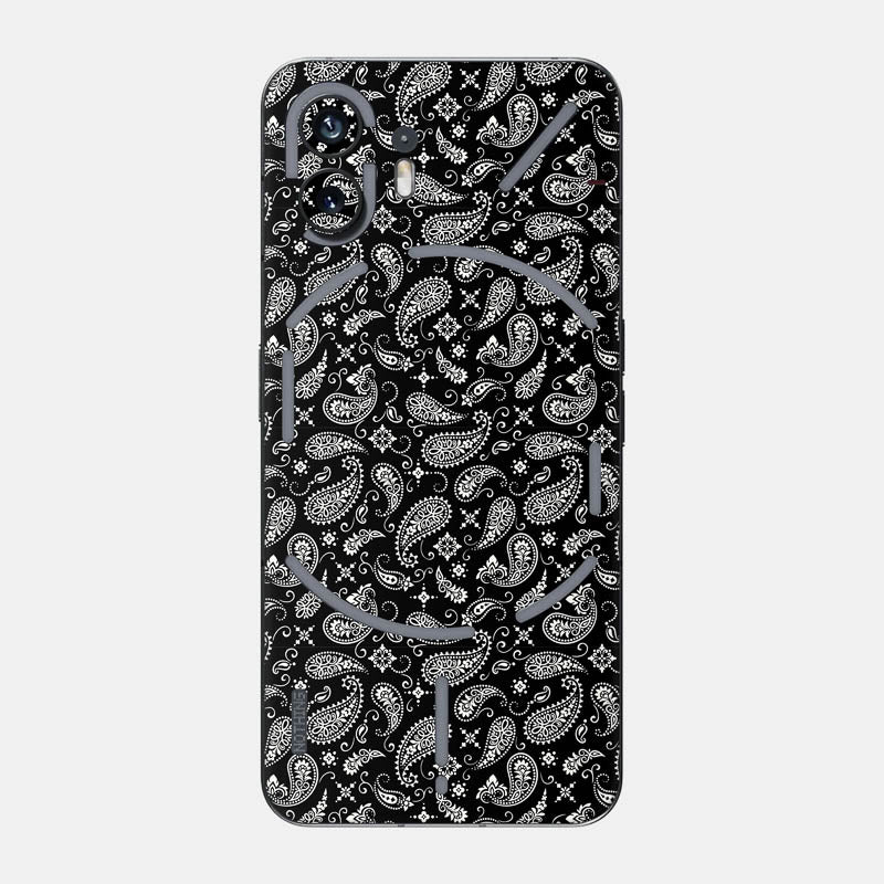 Black Paisley Glass Back