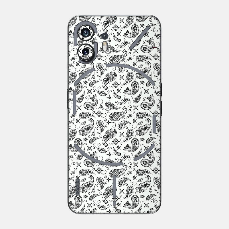 White Paisley Glass Back