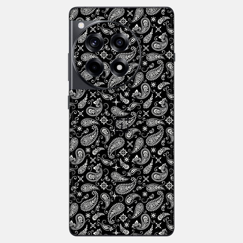 Black Paisley Glass Back