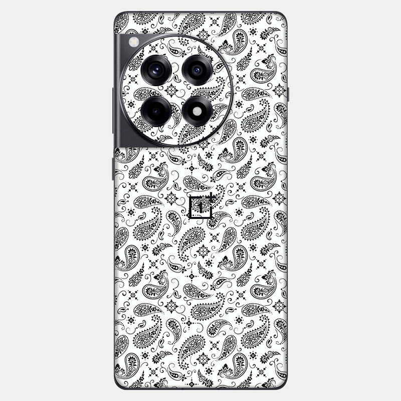 White Paisley Glass Back