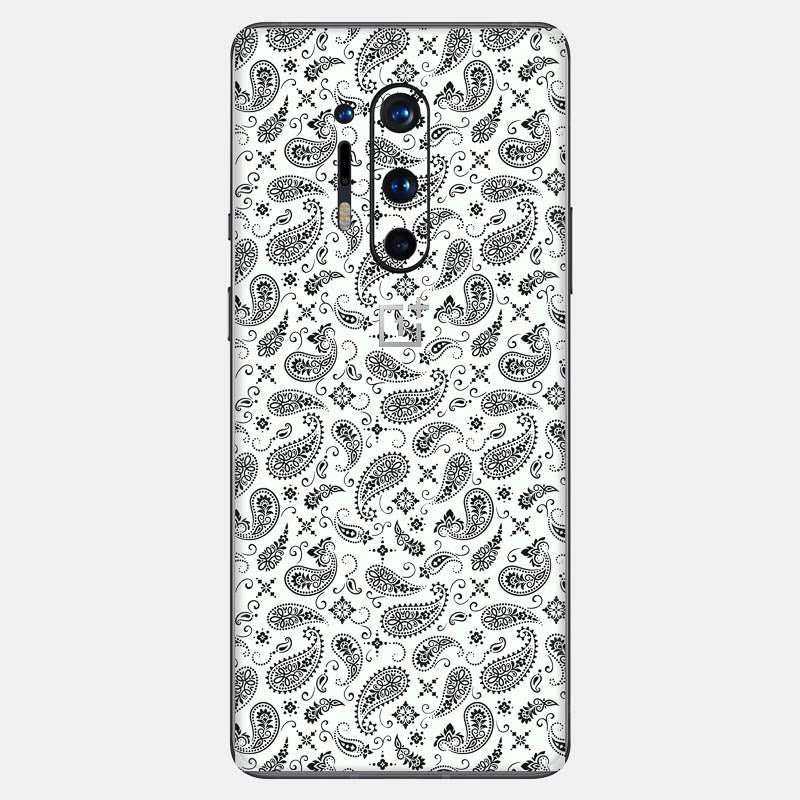 White Paisley Glass Back