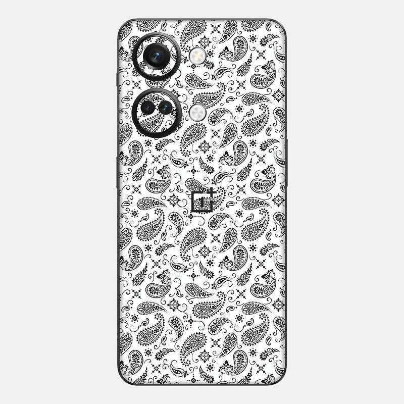 White Paisley Glass Back