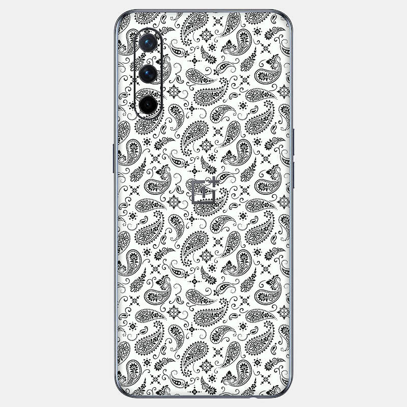 White Paisley Glass Back