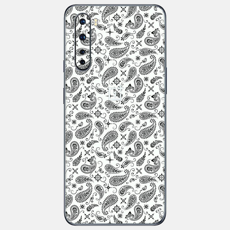 White Paisley Glass Back