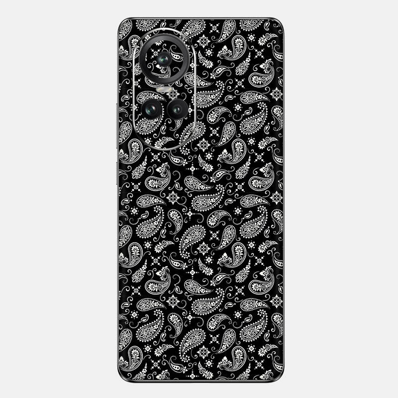 Black Paisley Glass Back