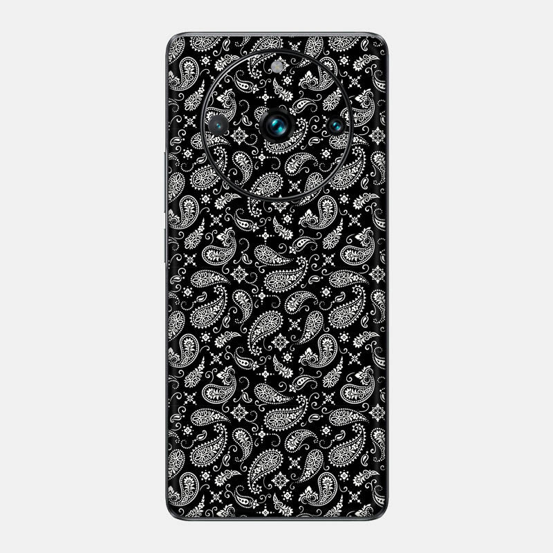 Black Paisley Glass Back