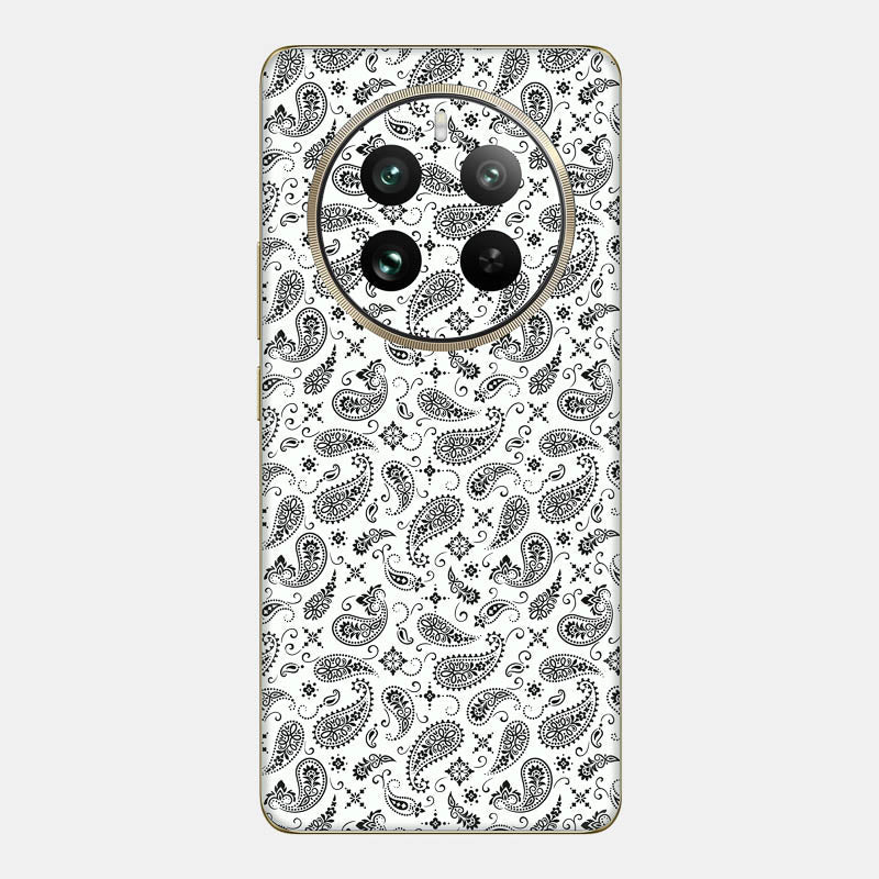 White Paisley Glass Back